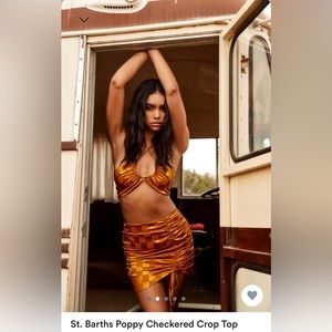 Large Top, Medium Skirt. St. Barths Poppy Checkered Crop Top and Mini Skirt